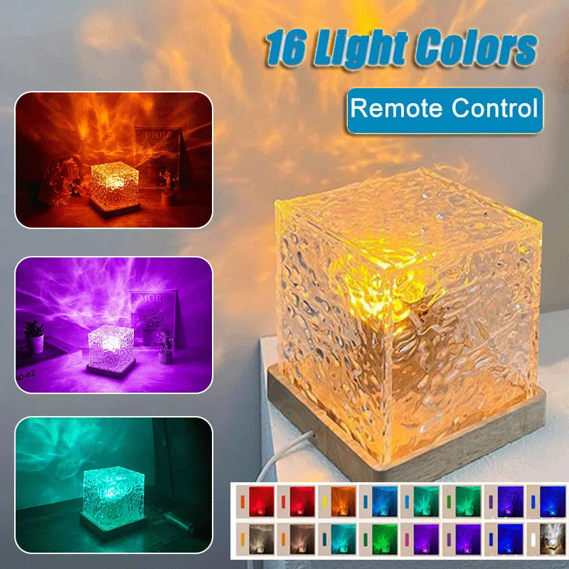 LED Crystal Water Ripple Lamp - 16 Colors, Rotating Projection☆